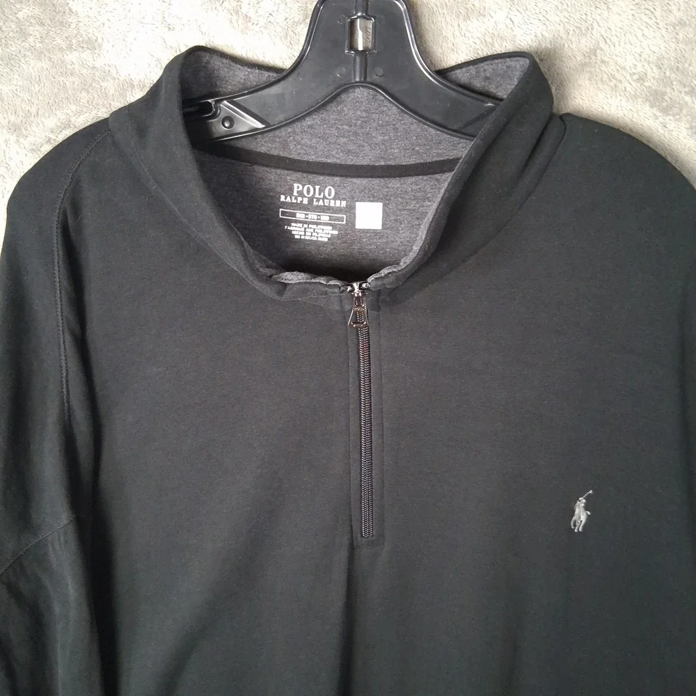 Polo Ralph Lauren Mens 5XB Black Quarter Zip Pullover Long Sleeve Pony Logo